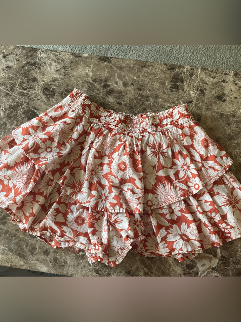 American Eagle Floral Tiered Ruffle Skort Orange M
